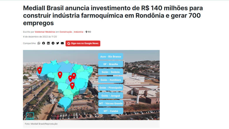 Jornais - Mediall Brasil anuncia investimento